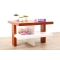 Table basse design laqu&eacute;e blanche et bois GLASGOW