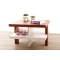 Table basse design laqu&eacute;e blanche et bois GLASGOW