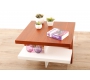 Table basse design laqu&eacute;e blanche et bois GLASGOW