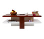 Table basse design laqu&eacute;e blanche et bois WILLOW