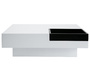 Table basse design laqu&eacute;e blanche plateau amovible TEENA