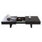 Table basse design laqu&eacute;e noire plateaux ouvrants GISSY
