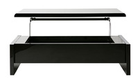 Table basse design r&eacute;glable noire avec rangement LOLA