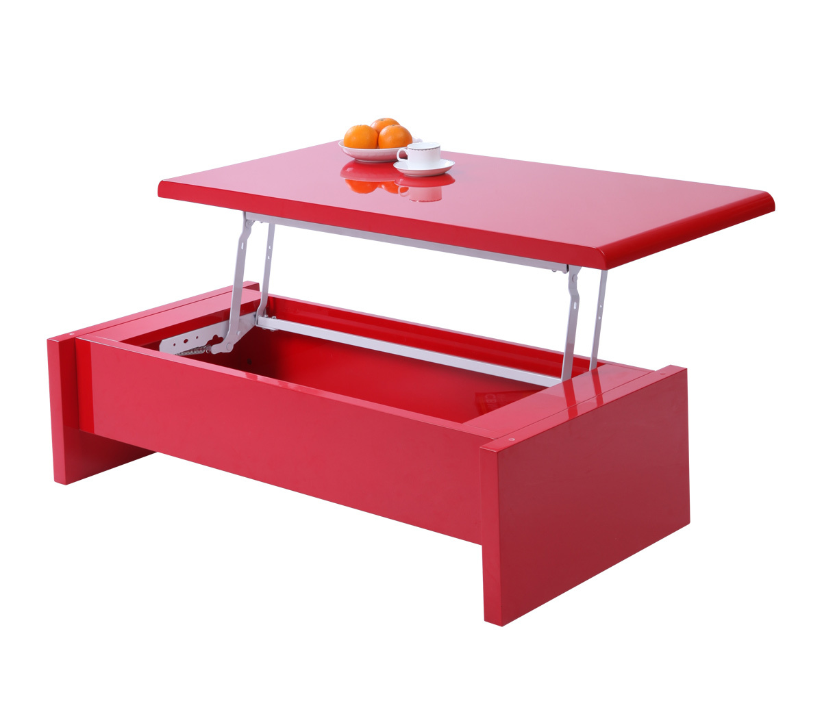Table basse design relevable laqu&eacute;e rouge LOLA