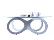 Table basse design verre blanche BUTTERFLY