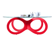 Table basse design verre rouge BUTTERFLY