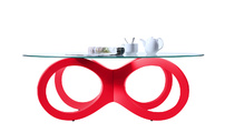 Table basse design verre rouge BUTTERFLY