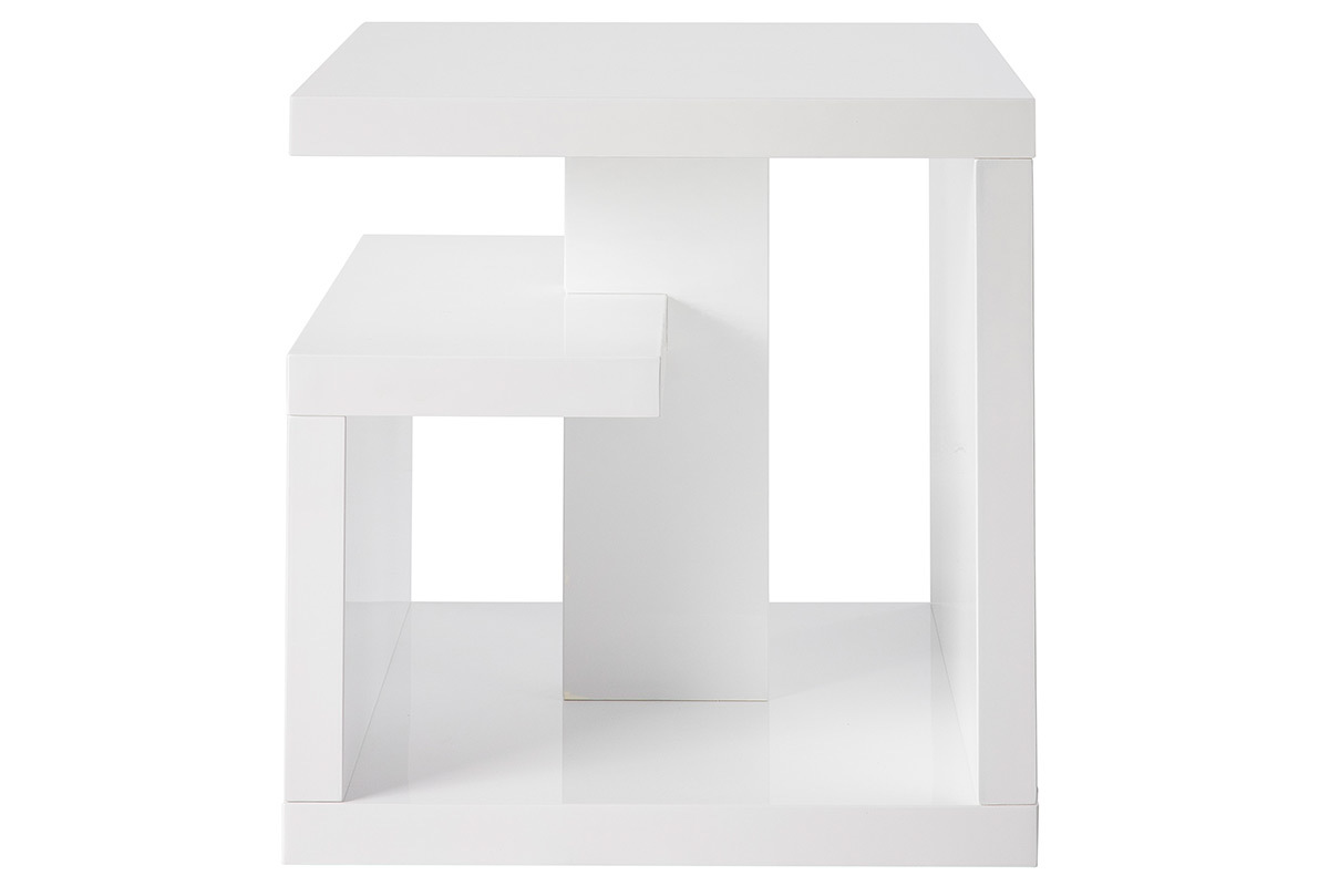 Table d'appoint design laqu&eacute;e blanche HALTON