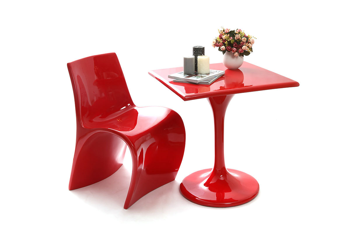 Table d'appoint design rouge LUNA