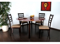 Table ronde DALTON coloris Wenge - Plateau en Verre Rouge