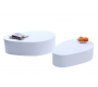Tables basses design galets laqu&eacute;es blanches CAMILLE (lot de 2)