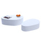 Tables basses design galets laqu&eacute;es blanches CAMILLE (lot de 2)