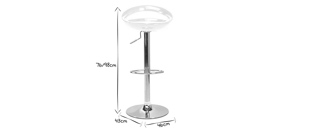 Tabouret de bar / cuisine blanc moderne COMET (lot de 2)