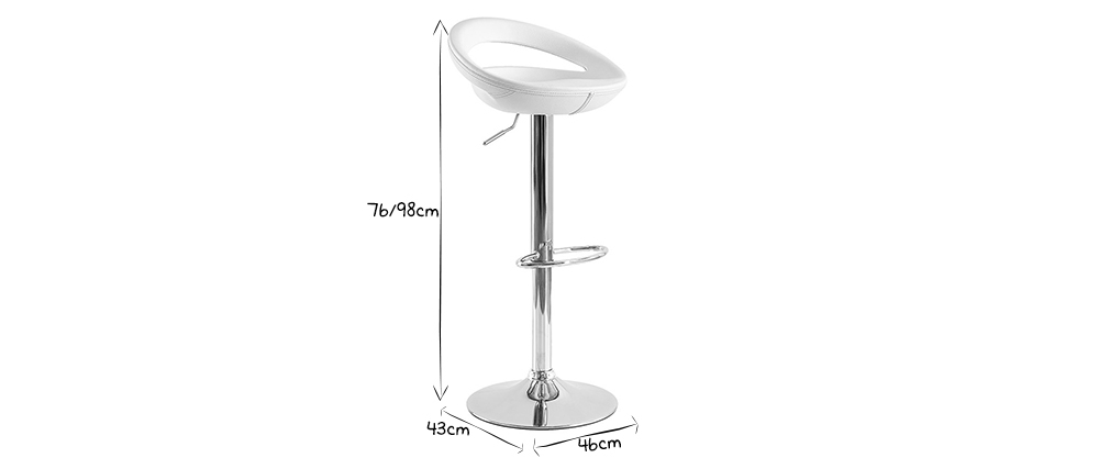Tabouret de bar / cuisine blanc moderne PVC COMET (lot de 2)
