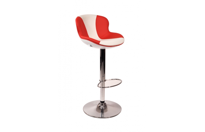 Tabouret de bar / cuisine design blanc et rouge ROCKY