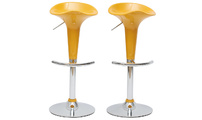 Tabouret de bar / cuisine jaune design GALAXY (lot de 2)