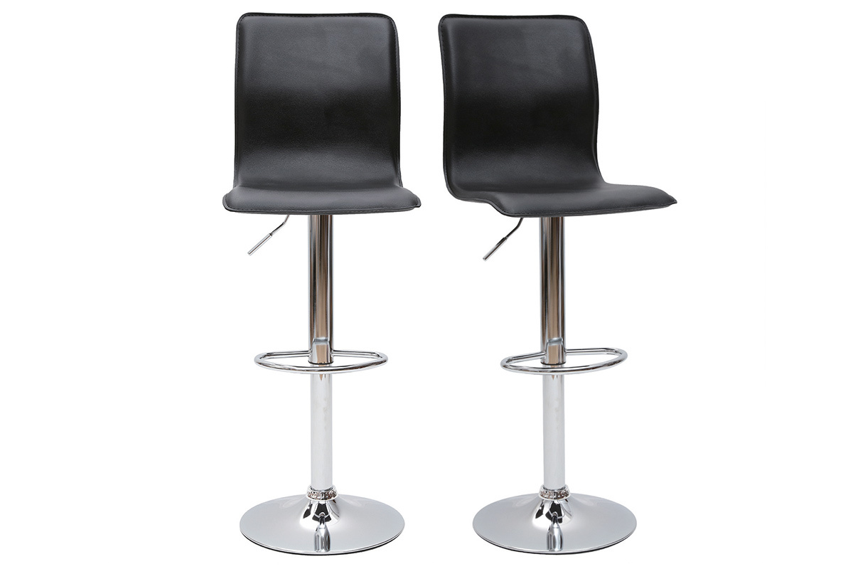 Tabouret de bar / cuisine noir moderne SURF ALTO (Lot de 2)