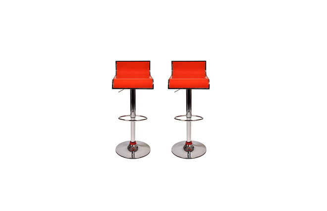Tabouret de bar / cuisine orange design WAVES (lot de 2)