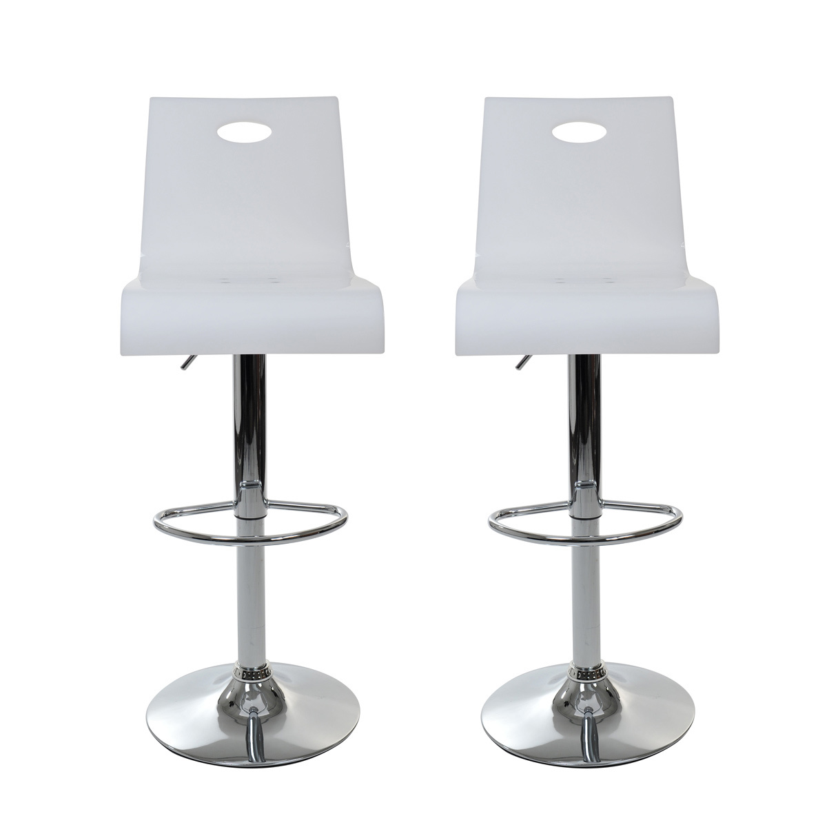 Tabouret de bar / cuisine plexiglas blanc Saturne (Lot de 2)