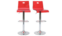 Tabouret de bar / cuisine plexiglas rouge transparent SATURNE (lot de 2) 