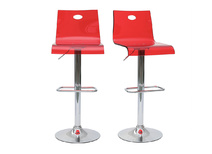 Tabouret de bar / cuisine plexiglas rouge transparent SATURNE (lot de 2) 