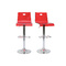 Tabouret de bar / cuisine plexiglas rouge transparent SATURNE (lot de 2) 