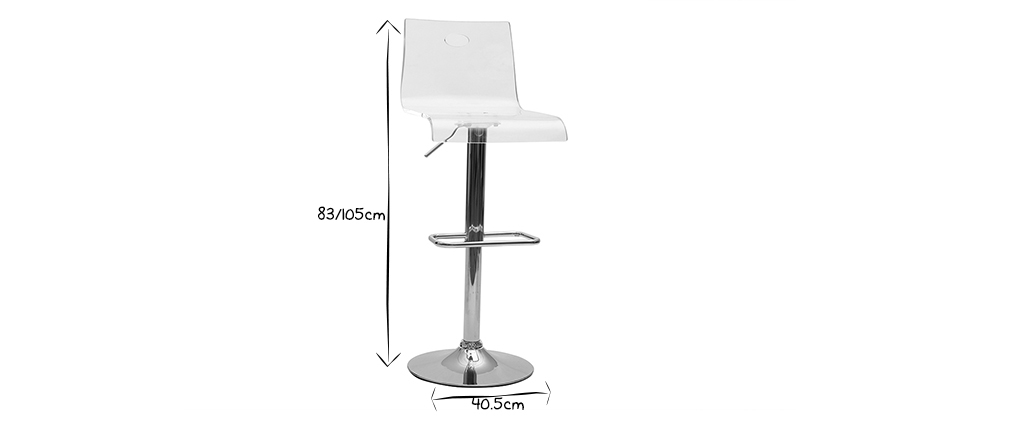 Tabouret de bar design SATURNE plexiglas transparent (Lot de 2)