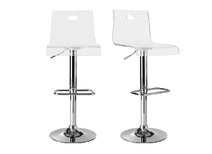 Tabouret de bar design SATURNE plexiglas transparent (Lot de 2)