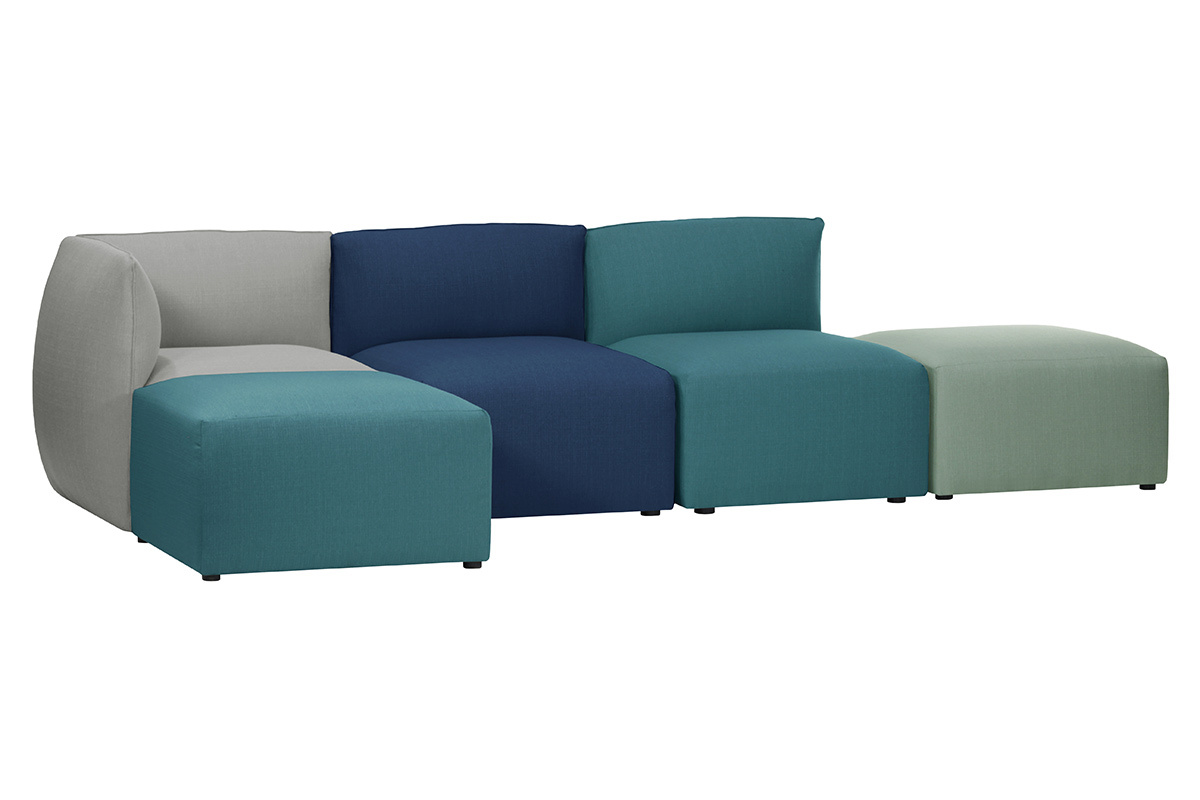 Angle de canap� design tissu bleu fonc� MODULO