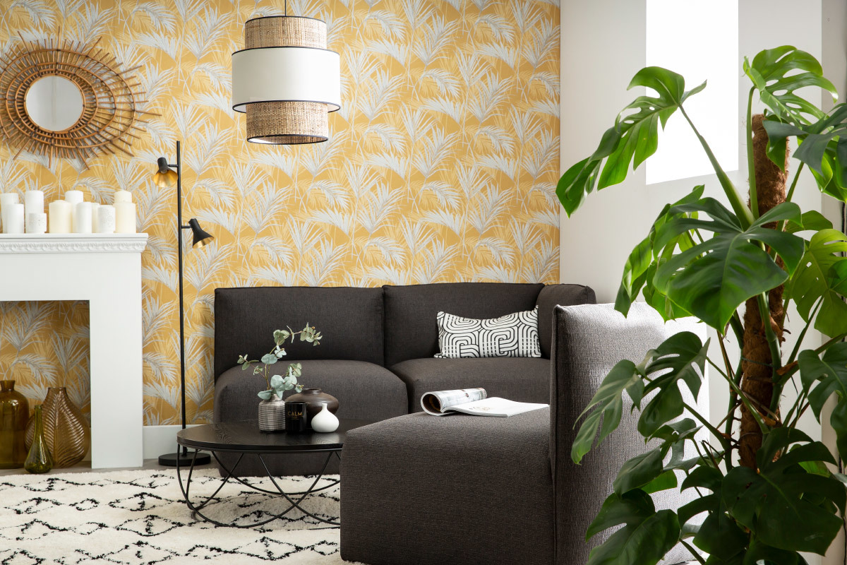 Angle de canap� design tissu gris fonc� MODULO