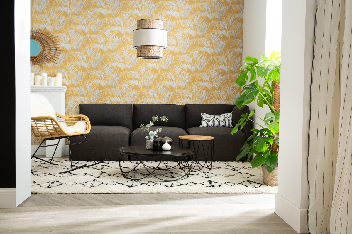 Angle de canap� design tissu gris fonc� MODULO