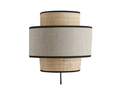 Applique murale bi-matière en rabane et lin H24 cm LITCHI