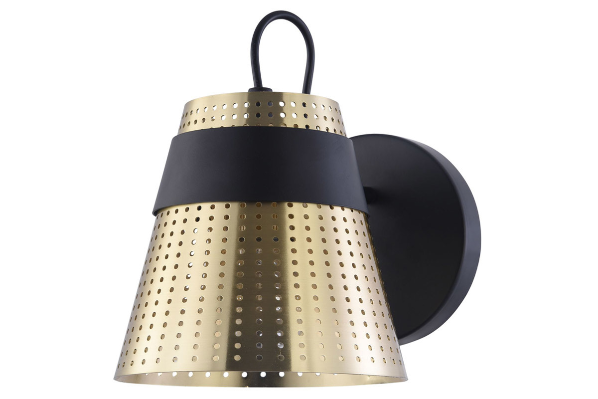 Applique murale design en m�tal perfor� dor� et noir TRENTO