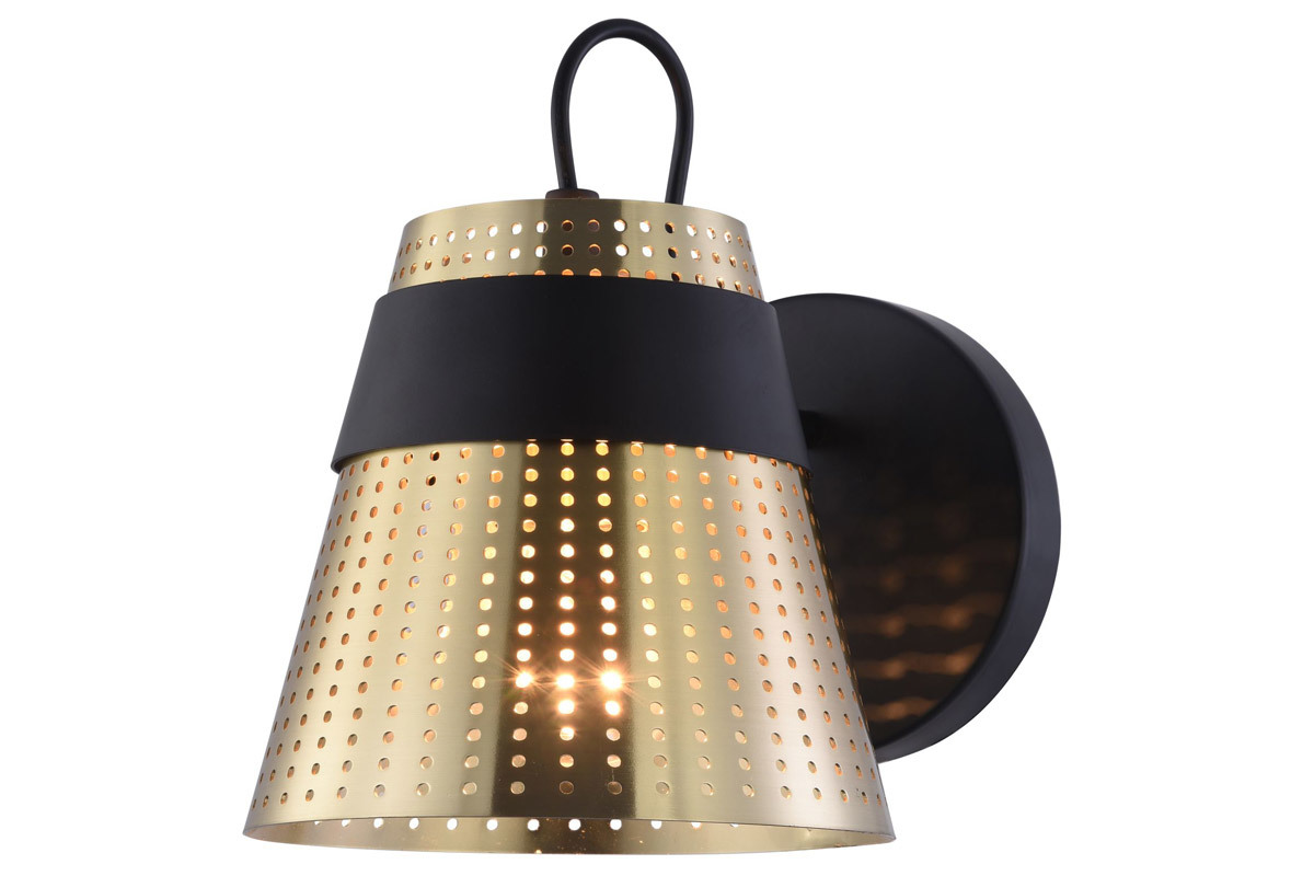 Applique murale design en m�tal perfor� dor� et noir TRENTO