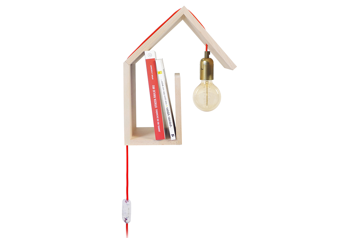 Applique murale design fixation droite cordon rouge HUT