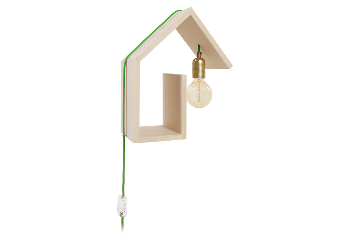 Applique murale design fixation droite cordon vert HUT