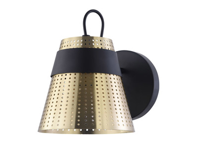 Applique murale design m&eacute;tal perfor&eacute; dor&eacute; et noir TRENTO