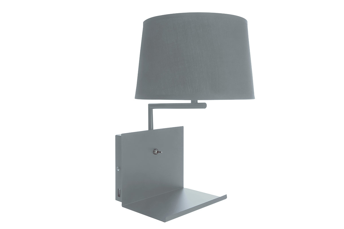 Applique murale design prise USB m�tal gris PLUG