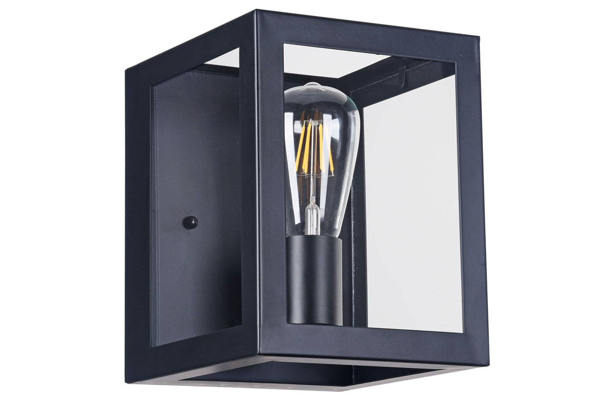 Applique murale industrielle en m�tal noir et verre GALERIA