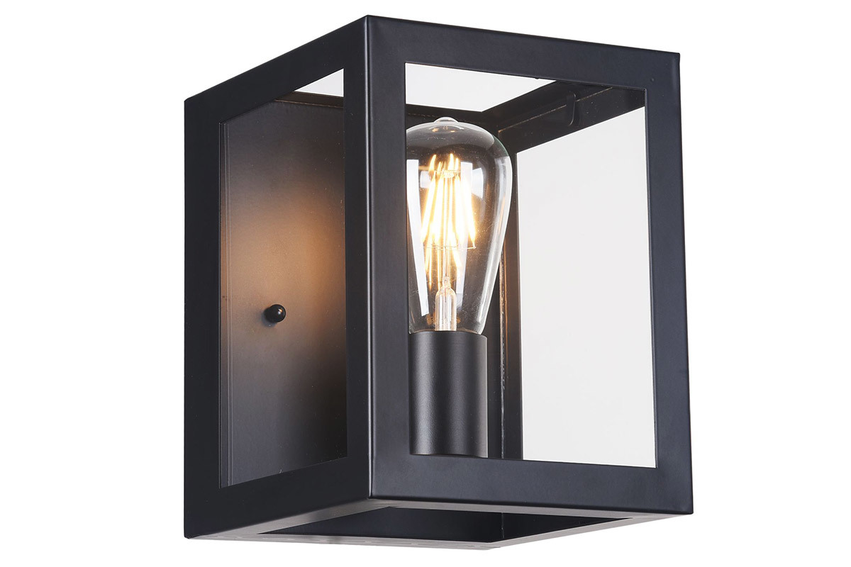 Applique murale industrielle en m�tal noir et verre GALERIA