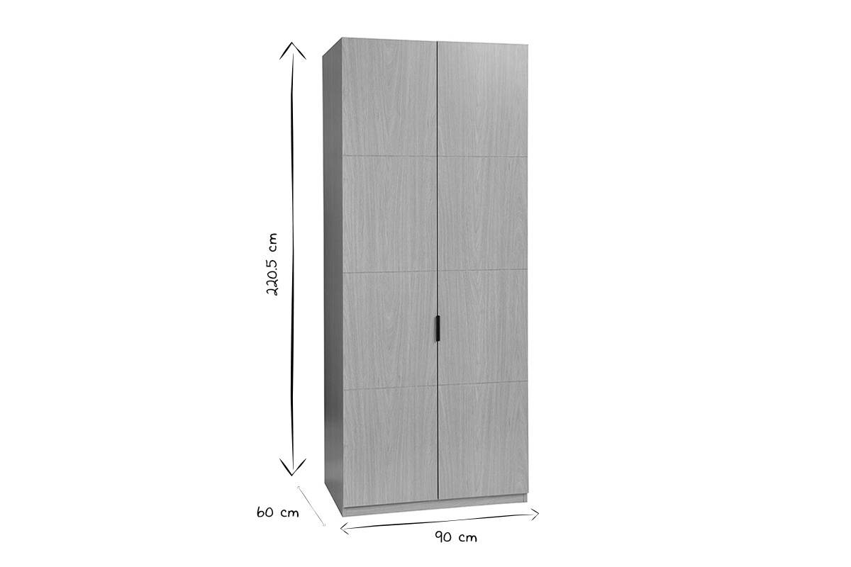 Armoire dressing avec 2 penderies finition bois chne L90 cm GARENCE