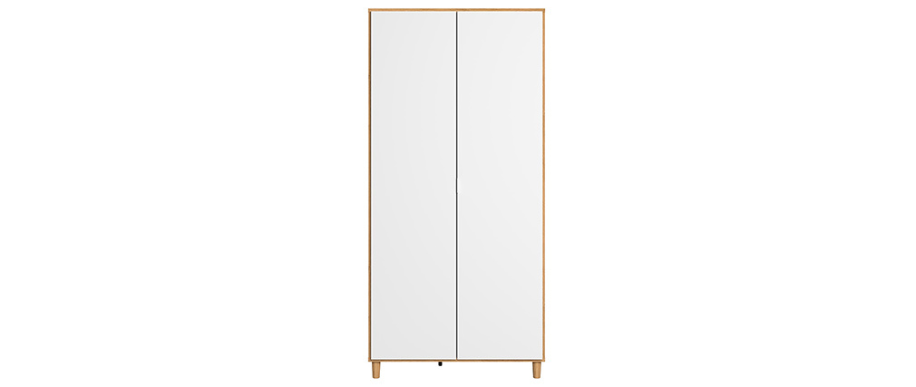 Armoire penderie blanc et bois LOU
