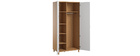 Armoire penderie blanc et bois LOU