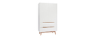 Armoire penderie scandinave blanc et bois clair KELMA
