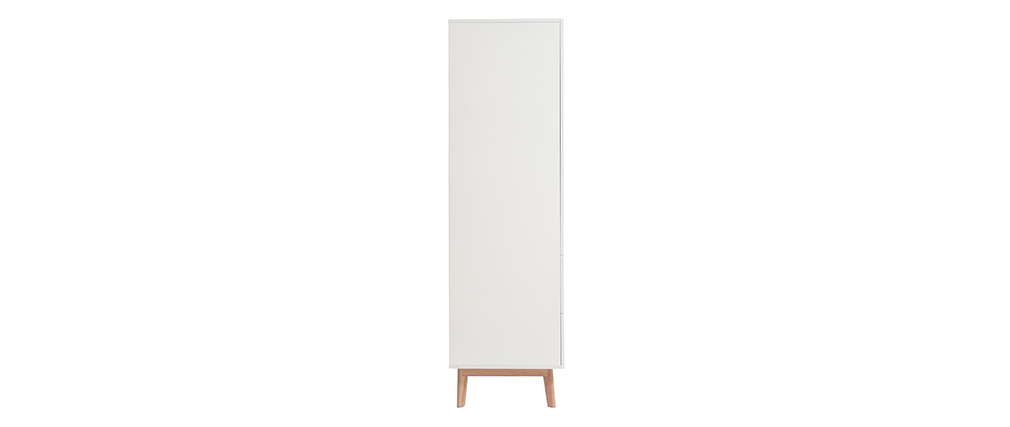 Armoire penderie scandinave blanc et bois clair KELMA