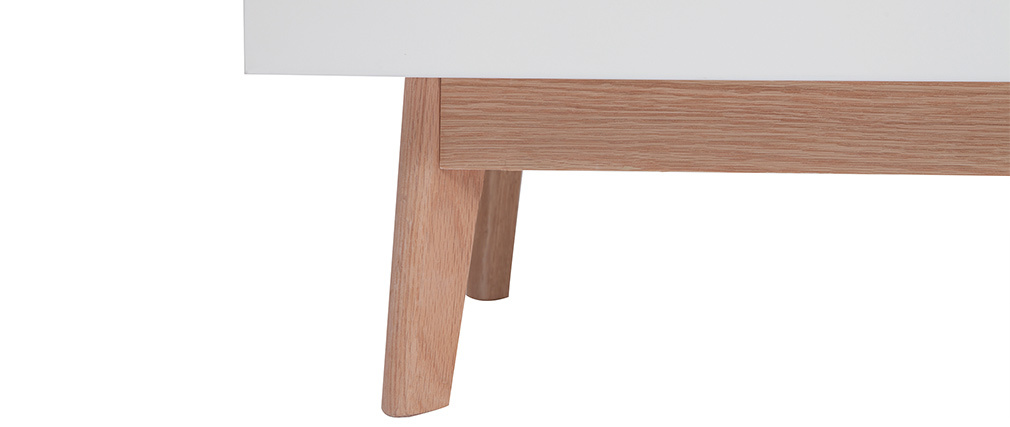 Armoire penderie scandinave blanc et bois clair KELMA