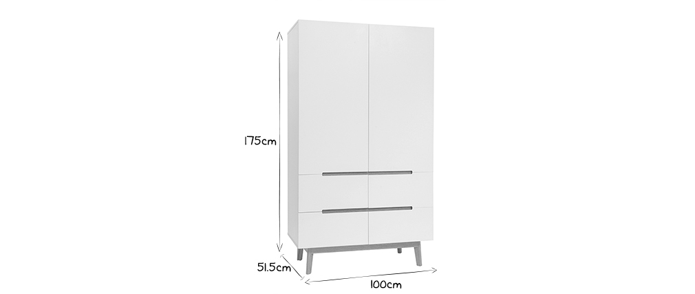 Armoire penderie scandinave blanc et bois clair KELMA