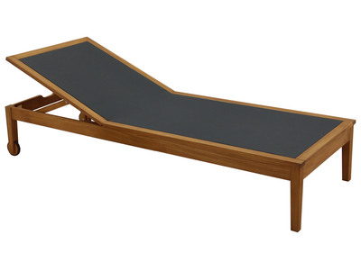 Bain de soleil gris foncé et bois massif NAVEEN