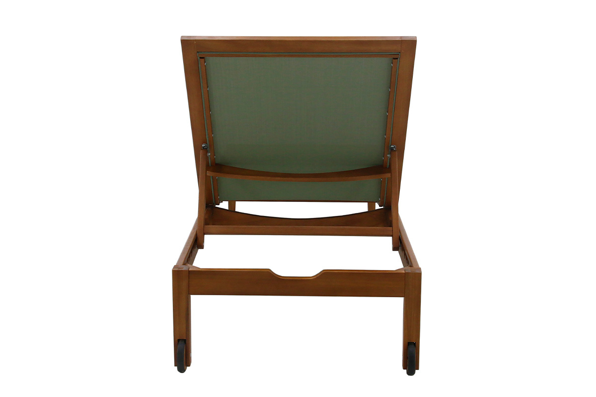 Bain de soleil vert kaki et bois massif NAVEEN
