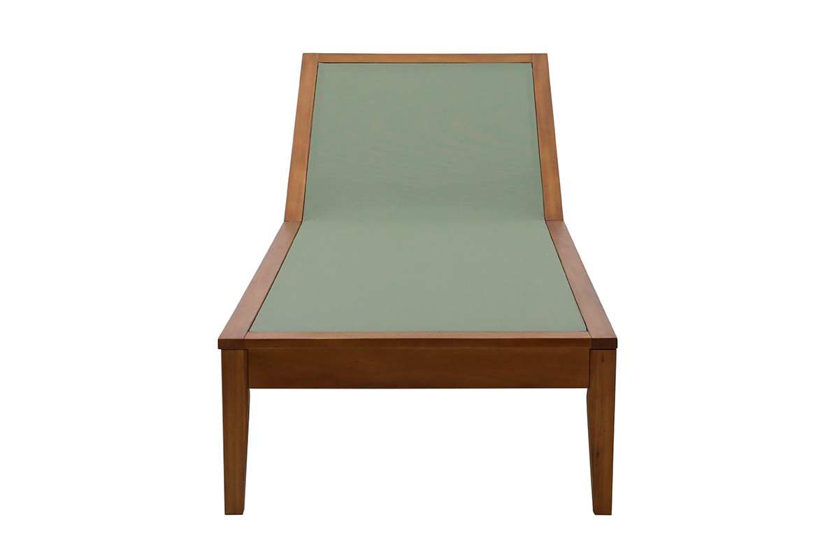 Bains de soleil vert kaki et bois massif (lot de 2) NAVEEN